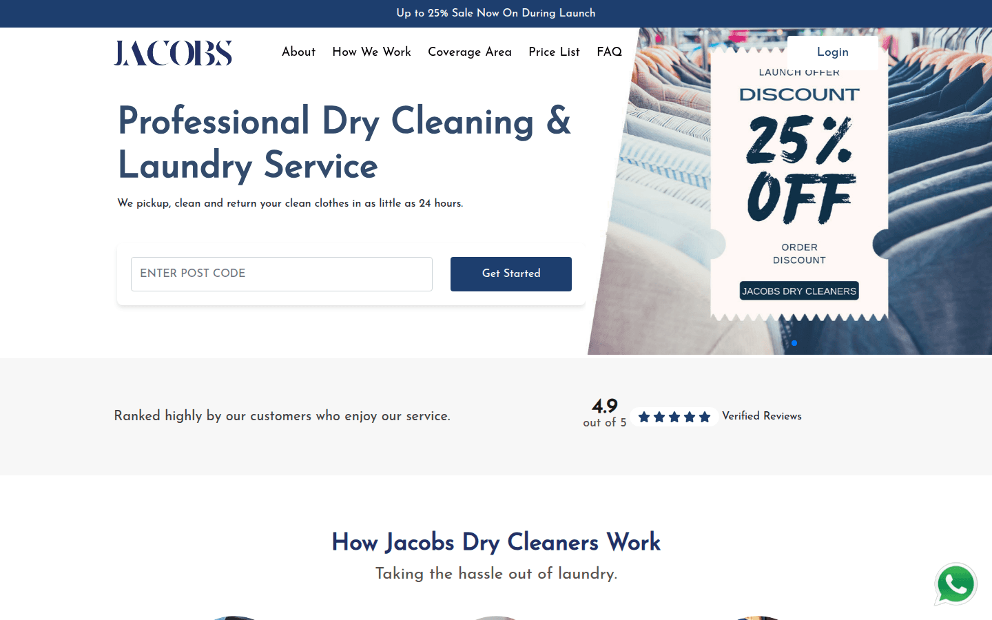 JACOBS Drycleaners — the live site