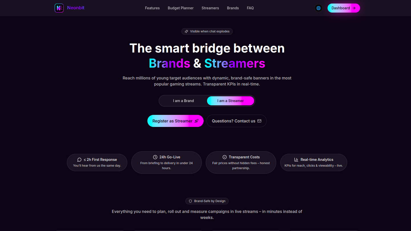 Neonbit — landing view