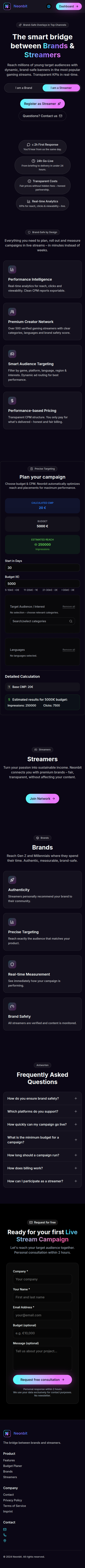 Neonbit — mobile view