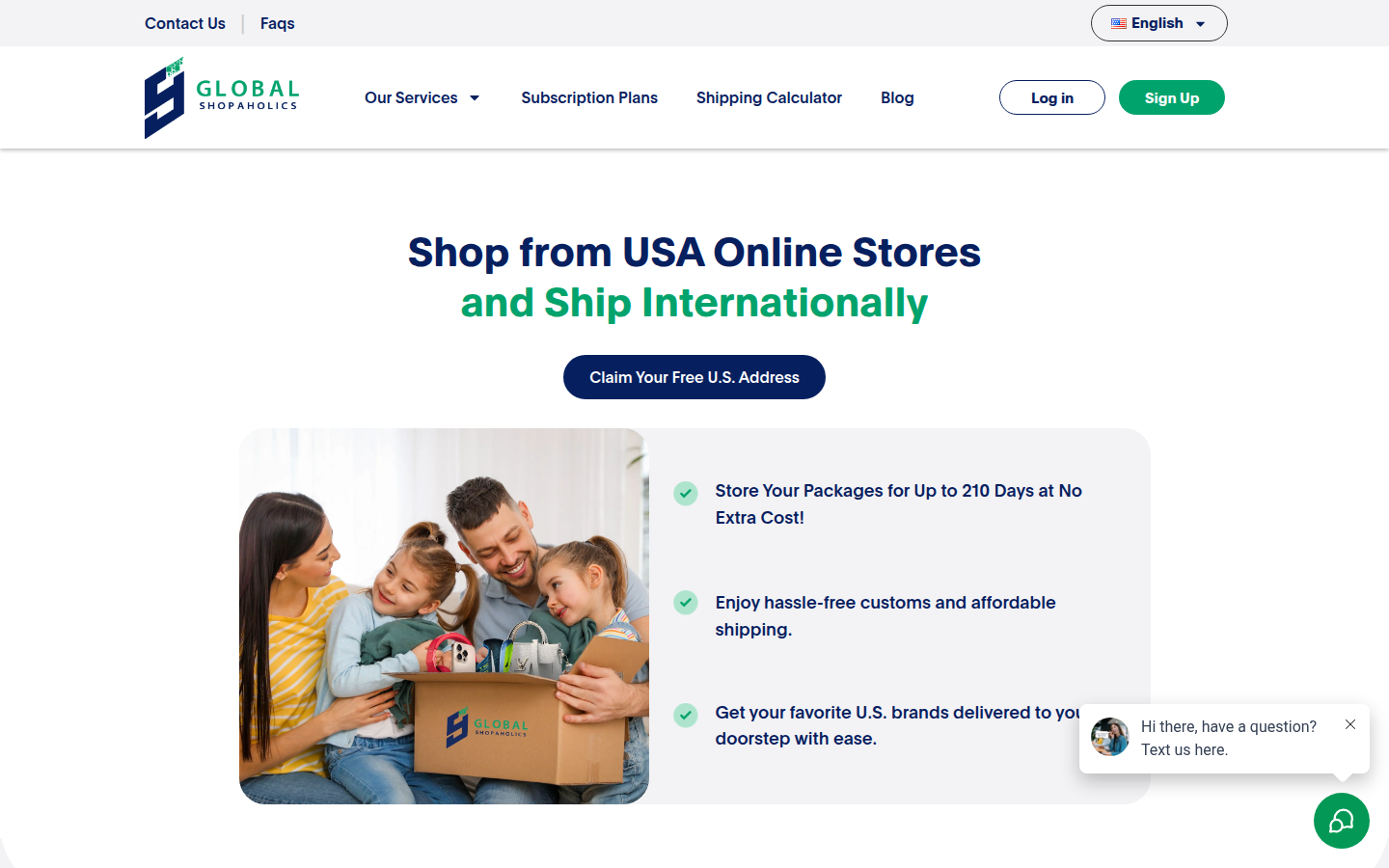 Global Shopaholics — landing view