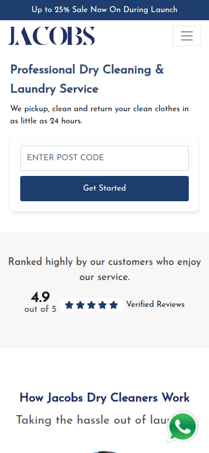 JACOBS Dry Cleaners — mobile view