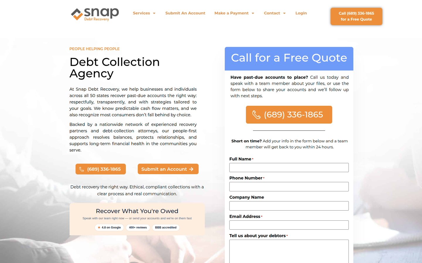 SnapDebt — landing view