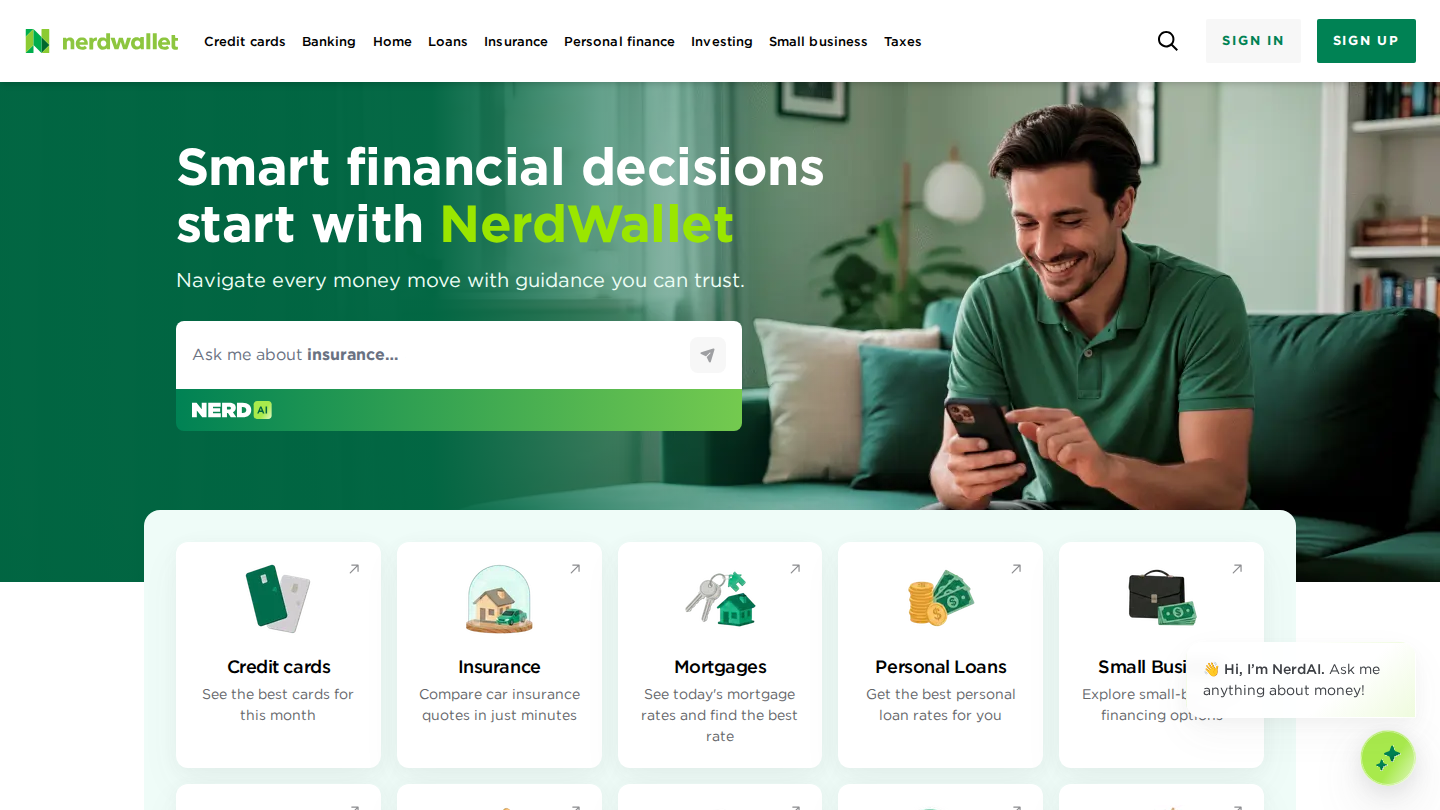 NerdWallet — landing view