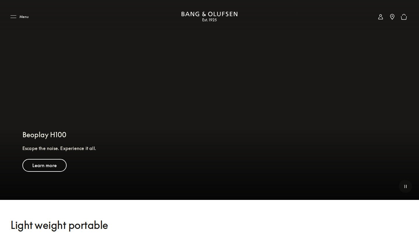 Bang & Olufsen — landing view