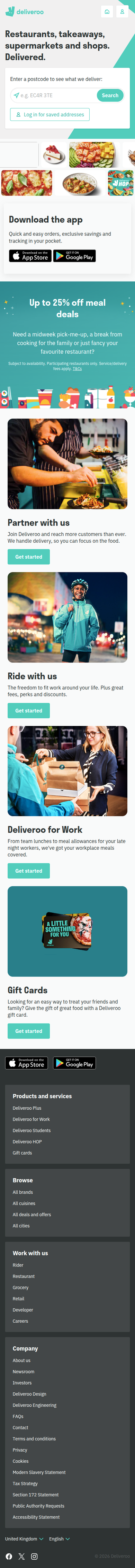 Deliveroo — mobile view